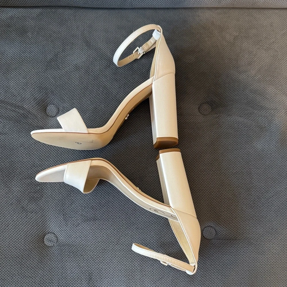 Sam Edelman White Ankle Strap Heels NWOT - Picture 7 of 8